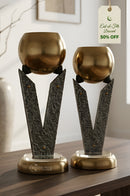 IT' Metal/Glass Table decor 2pcs set (Only Candle stand)(Decor)