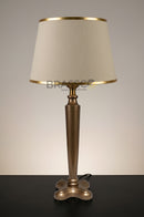 Elegant wooden bedside lamp with warm ambient lighting