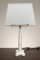 Whitewashed wooden table lamp with white fabric shade for modern bedroom décor